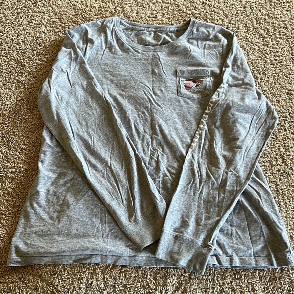 Vineyard Vines Merry Christmas long sleeve t-shirt. Gray. Women’s XL.